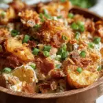 Crispy smashed potato salad with fresh herbs, olive oil, and a zesty dressing, perfect for summer gatherings.