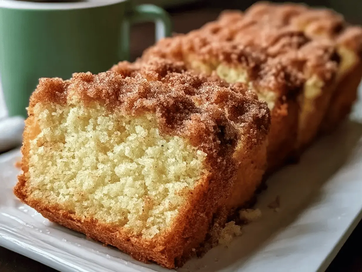 Sliced homemade cinnamon donut bread drizzled with vanilla glaze on a wooden table, highlighting its warm and inviting appearance.