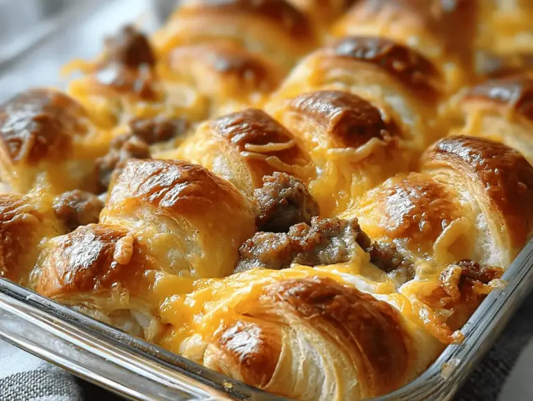 Delicious overnight croissant breakfast casserole with cheese and herbs, perfect for effortless mornings.